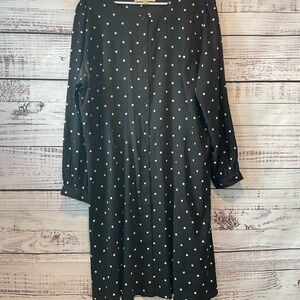 LOFT Black and White Long Sleeve Bateau Dress